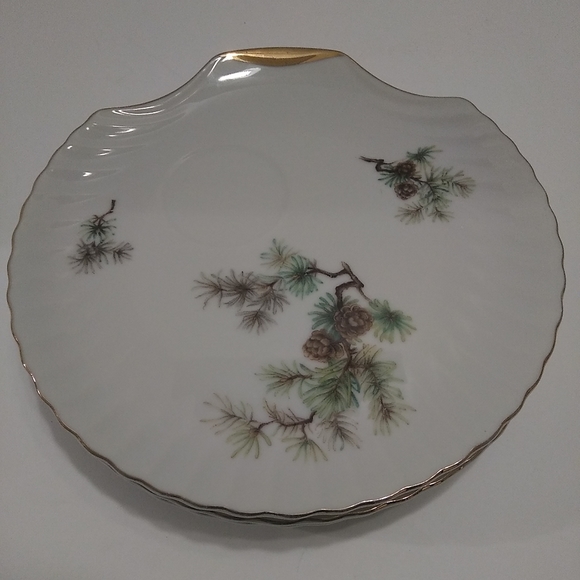 3 Japan Moss Snack Luncheon Plates with Tea Cups holder - Picture 9 of 12